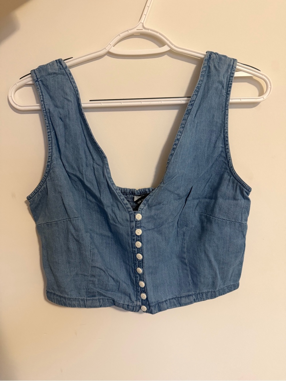 Joe Fresh Light Blue Denim Crop Button Tank